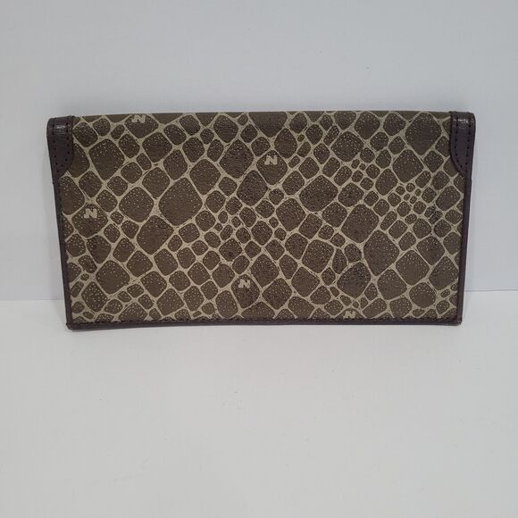 NINA RICCI Vintage Leather Bifold Long Wallet Designer Leopard Brown - Picture 2 of 10